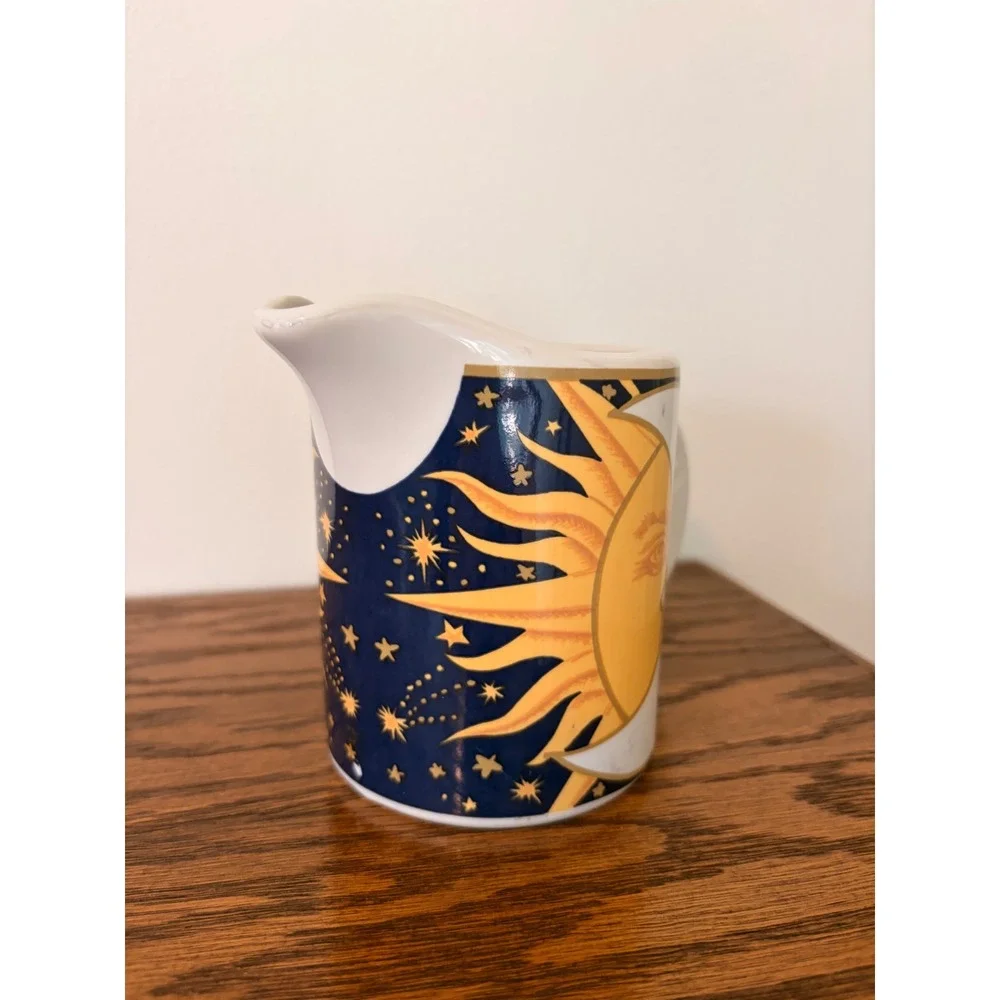 Vintage 1993 Vitromaster Galaxy Sun Moon Celestial Stoneware Creamer Pitcher